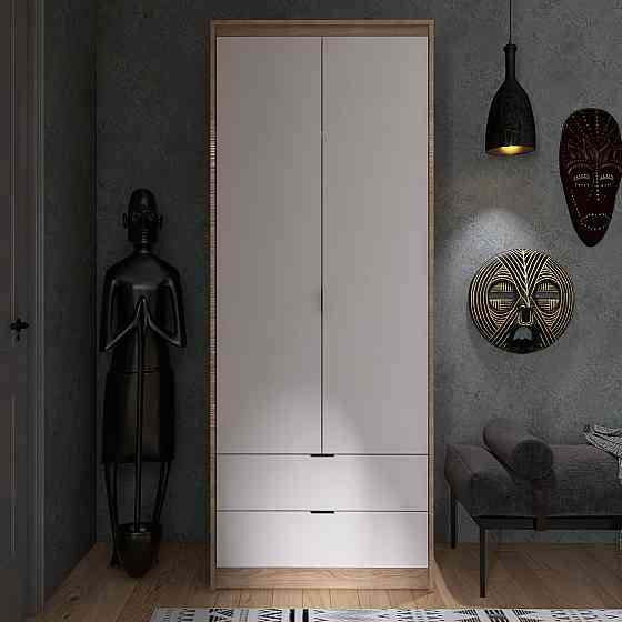 Шафа для одягу з 2 полицями над висувними шухлядами Еверест Сіті-800 80,2х50х204,6 см Дуб сонома/Білий (DTM-071141) Львів