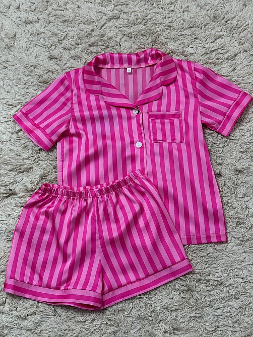 Дитяча піжамка із сатину шорти з сорочкою Малиновий р.134-140 Харків - фото 1