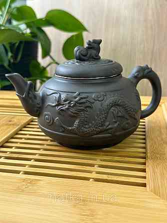 Чайник заварювальний ісинська глина 550 мл "Шень-Лун магічний Дракон" темний Т2568-1 Київ