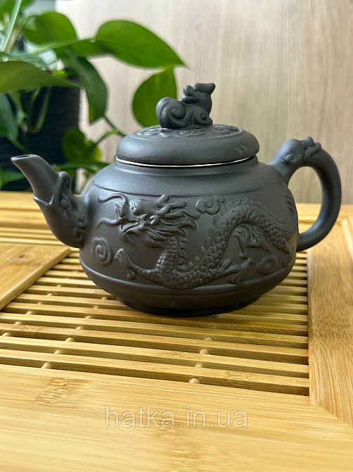 Чайник заварювальний ісинська глина 550 мл "Шень-Лун магічний Дракон" темний Т2568-1 Київ - фото 1