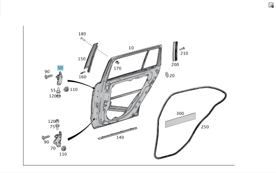 Mercedes-Benz  A1667300237 Петля задніх правих дверей верхня ML/GLE W166 GL/GLS X166 Одеса