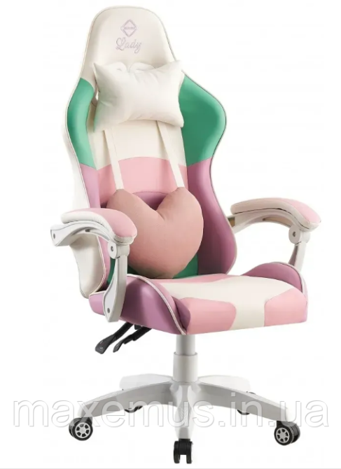 Геймерское раскладное кресло игровое для приставки профессиональное стул компьютерный Bonro B 8 1 3 розовый Мостиска - изображение 15