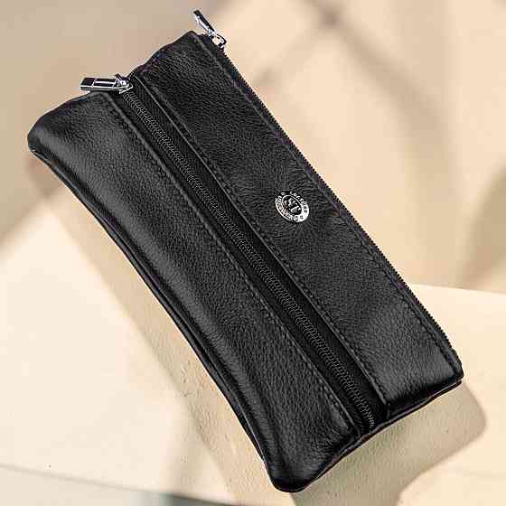Чоловіча компактна шкіряна ключниця чорна (ST Leather) Київ