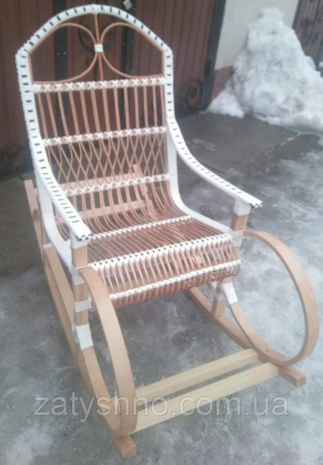 Крісло гойдалка плетена біла Київ - фото 2