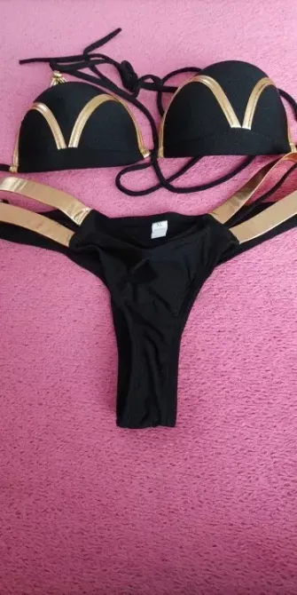 Раздельный купальник для женщин S черно-золотистый Киев - изображение 4