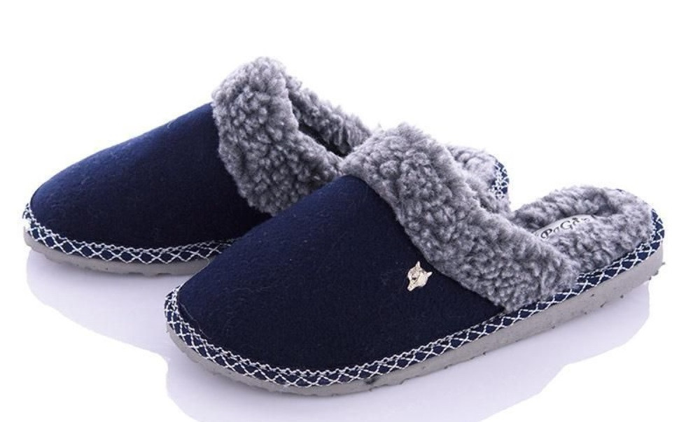 Тапочки домашние комнатные закрытые для мальчика подростка, синие PaGo 