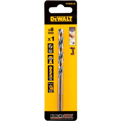 Свердло DeWALT по металу Black &amp; Gold, HSS-G, 8.0 х 117 х 75 мм (DT20526) Вінниця - фото 1