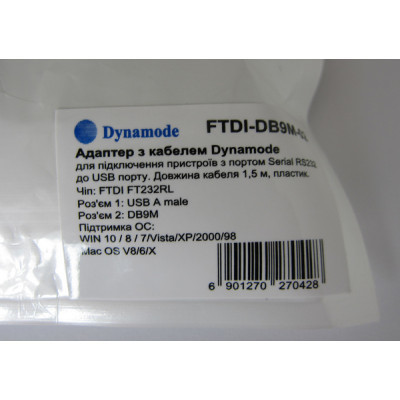 Кабель для передачи данных Dynamode USB to COM 1.5m (FTDI-DB9M-02) Винница - изображение 4