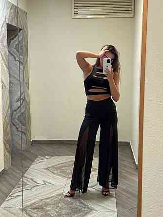 Женские стильные брюки на высокой посадке с сеткой микродайвинг Одесса