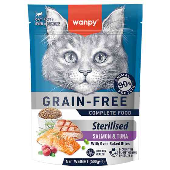 Wanpy Sterilized Cat Grain Free Salmon & Tuna ВАНПІ ЛОСОСЬ З ТУНЦЕМ ДЛЯ СТЕРИЛІЗОВАНИХ сухий беззерновий корм для котів Київ