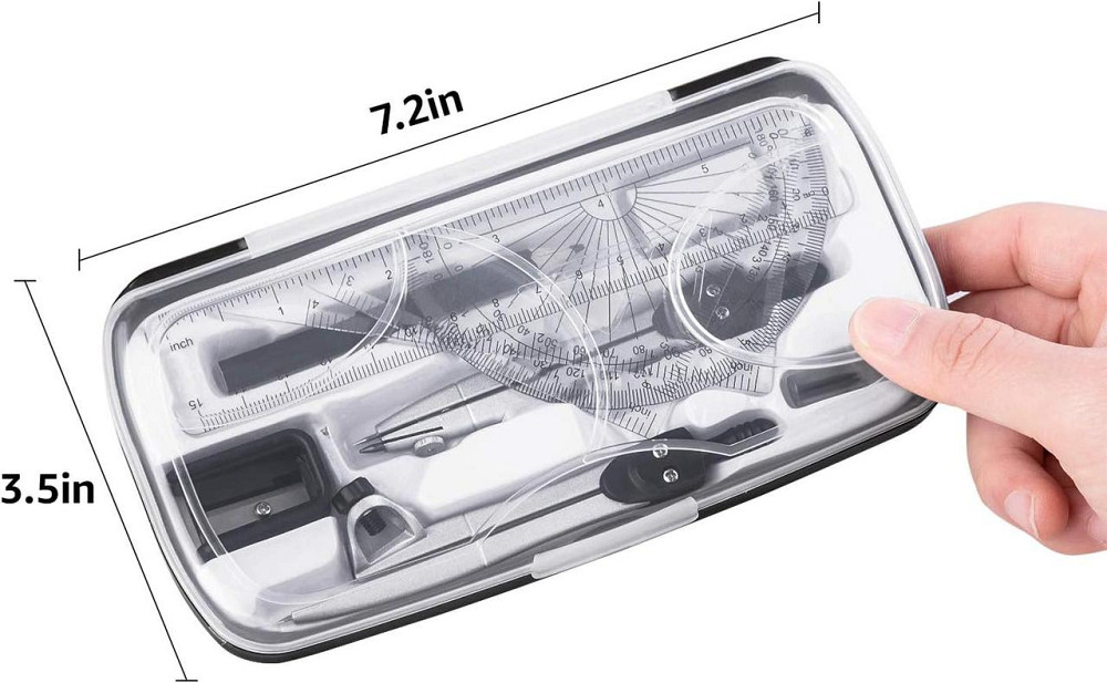 Набор для математики 10 предметов: металлический циркуль, линейка, транспортир, угольник, точилка, резинка в Киев - изображение 5