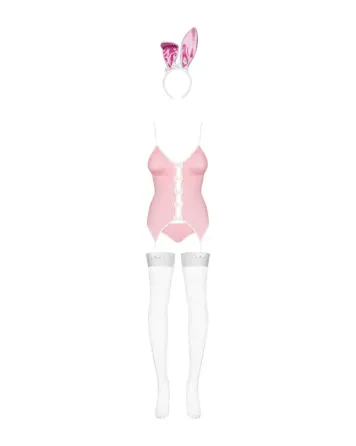 Еротичний костюм зайчика Obsessive Bunny suit 4 pcs costume pink L/XL, рожевий, топ з підв’язками, т Львів