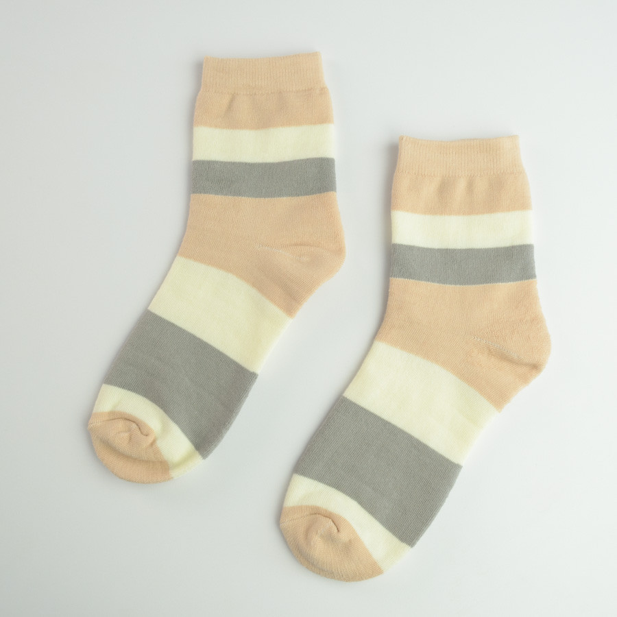 Теплі шкарпетки жіночі класичні у смужку GM Textile Високі 36-41 Бежевий з Сірий Суми - фото 3