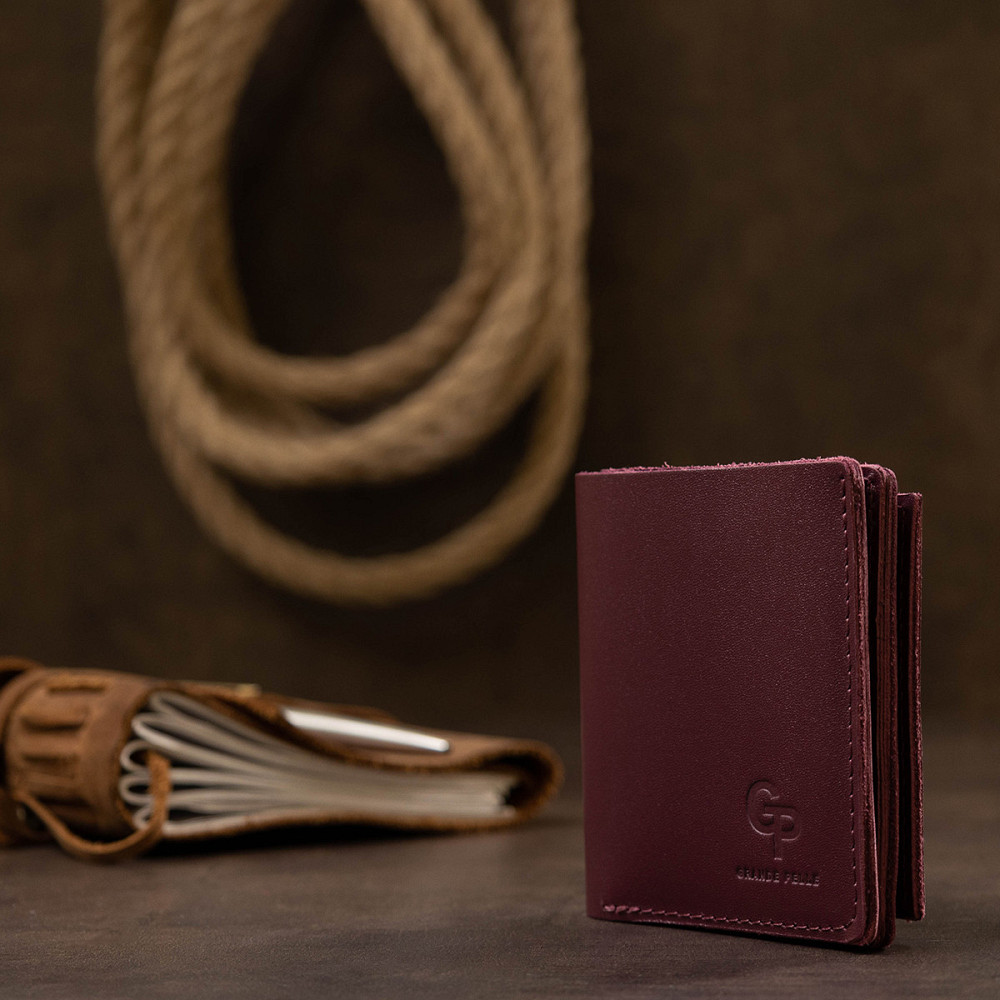 Кожаное женское портмоне GRANDE PELLE 11518 Бордовый Киев - изображение 4