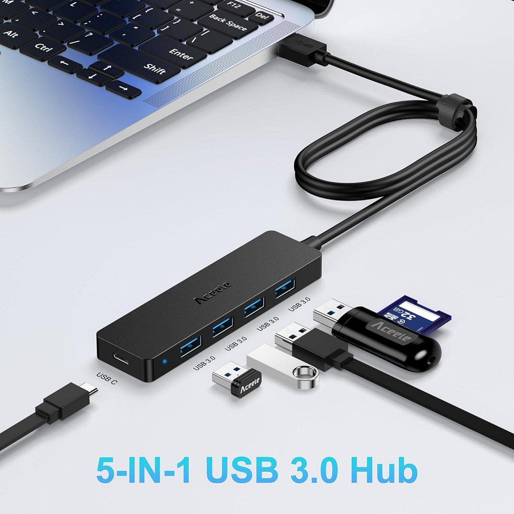 Концентратор Aceele 4*USB, 1*Type-C Луцк - изображение 1