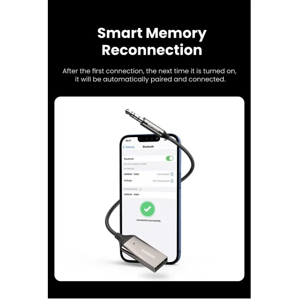 Bluetooth-ресивер UGREEN CM309 Bluetooth Car Receiver Aux with Mic Space Gray Киев - изображение 7