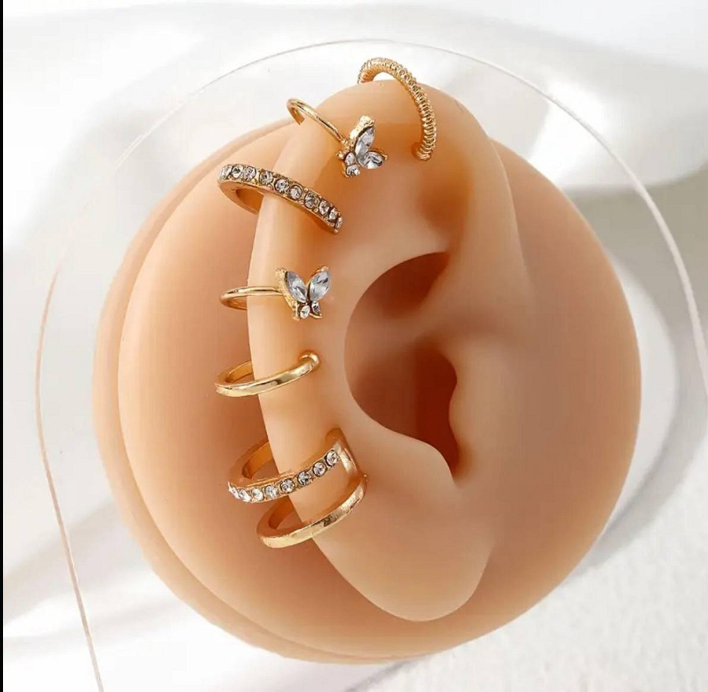 Золотисті каффи для вуха без проколу – набір 6 шт Київ - фото 5