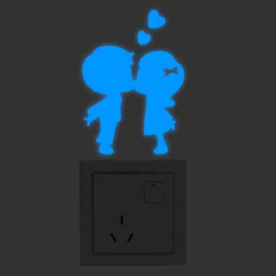 Фосфорна наклейка хлопчик і дівчинка 10 на 10 см блакитний Київ