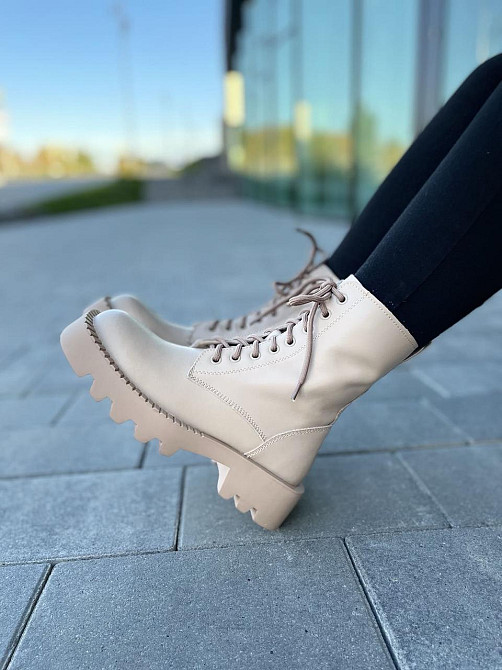 Egga Черевики жіночі EGGA бежеві натуральна шкіра висота 17см ( -118) 37р.39р.40р. Коломыя - изображение 3