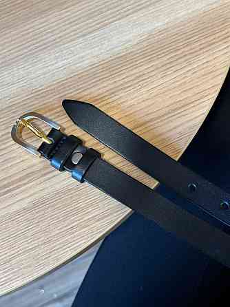 Шкіряний жіночий ремінь в чорному кольорі 6094 Київ