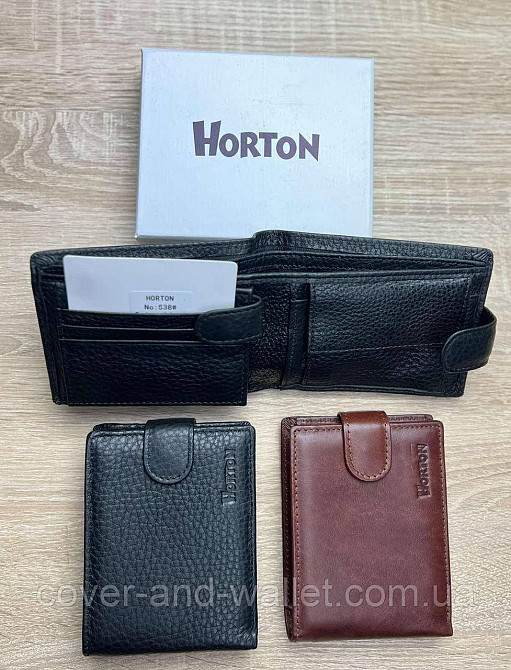 Вместительный мужской кошелек из натуральной кожи коричнего цвета Horton Collection Киев - изображение 9