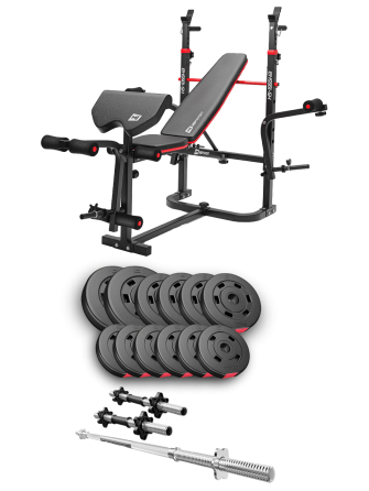Набір Hop-Sport Premium 38кг з лавою HS-1065HB Pro, штангою та гантелями Київ