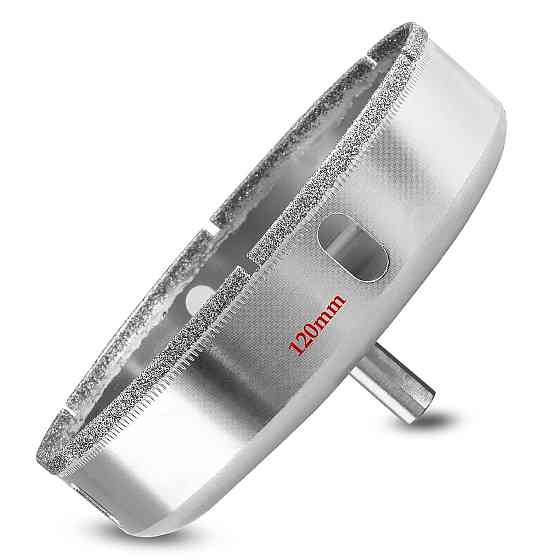 Алмазна коронка 120 мм по плитці/керамограніту/склу, під дриль, хвостовик 9,5 мм, з бічними вікнами (724381628) Київ