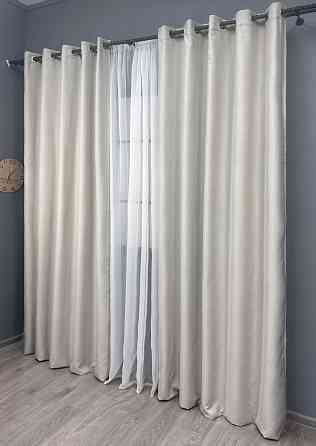 Комплект штор на люверсах VR-Textil Блэкаут двусторонний Scandi № 1903ш Дымчато-белый 150х250 см 2 шт (37-0305) Киев