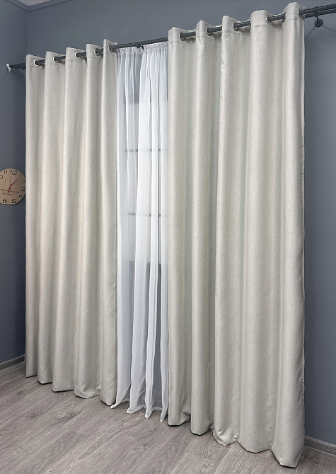 Комплект штор на люверсах VR-Textil Блекаут двосторонній Scandi № 1903ш Димчасто-білий 150х250 см 2 шт (37-0305) Київ - фото 4