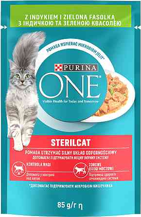 Влажный корм PURINA ONE Sterilcat для взрослых стерилизованных кошек, кусочки в соусе, с индейкой и зеленой фасолью, 85 г Киев