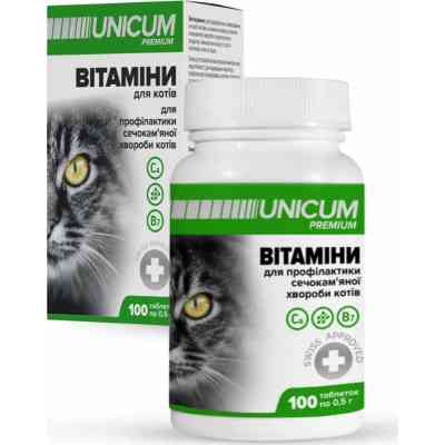 Витамины для кошек Unicum PREMIUM для профилактики мочекаменной болезни 100 табл. (4820150202606) Винница