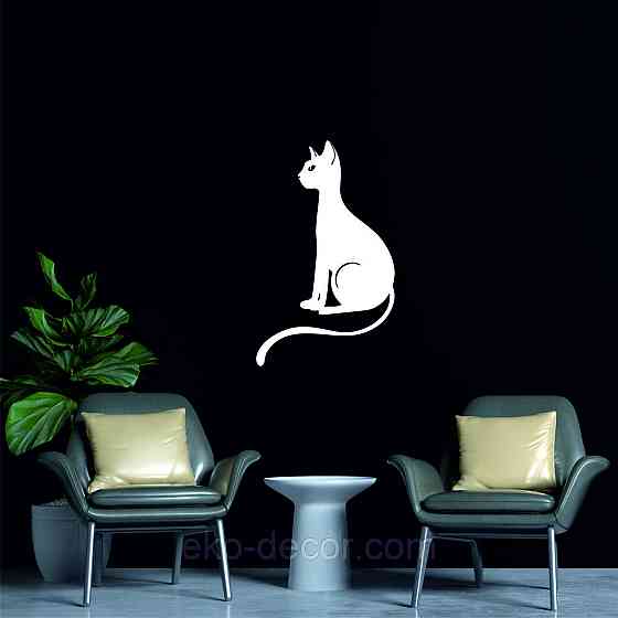 Декоративное настенное 3D Панно «Кот» Декор на стену с объемом 110*67 см, Белый Киев