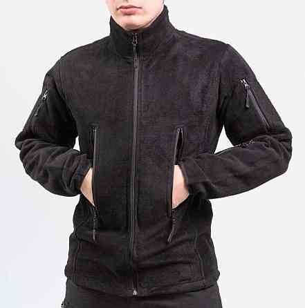 Чоловіча флісова кофта Flas на блискавці (Чорний) 2XL Київ