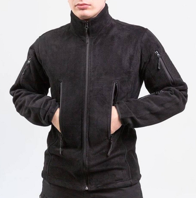 Чоловіча флісова кофта Flas на блискавці (Чорний) 2XL Київ - фото 5