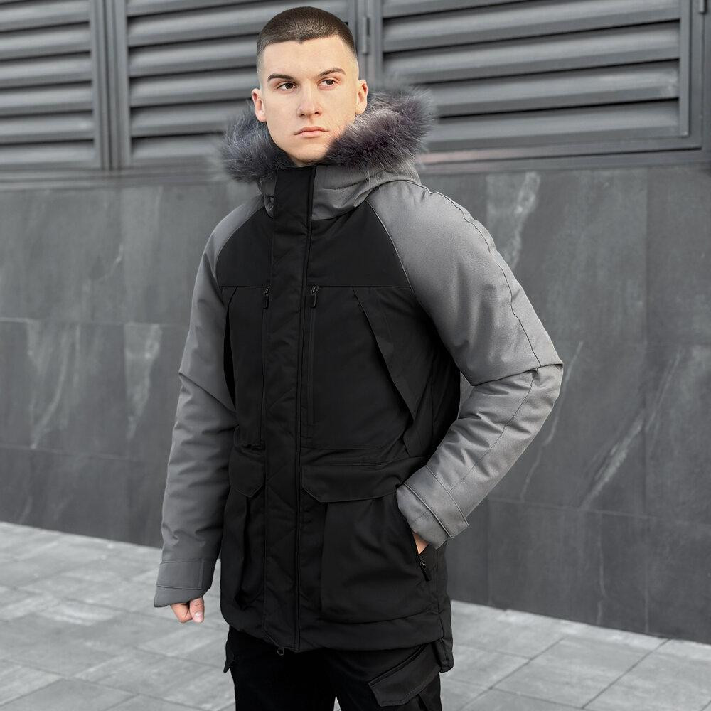 Парка чоловіча зимова з капюшоном Pobedov Seniora Udacha Gray Київ - фото 1