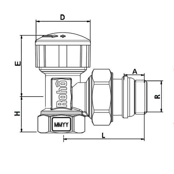 Кран радіаторний термостатичний Roho R5150-050 - 1/2"     ( RO0122 ) 29969 Харків