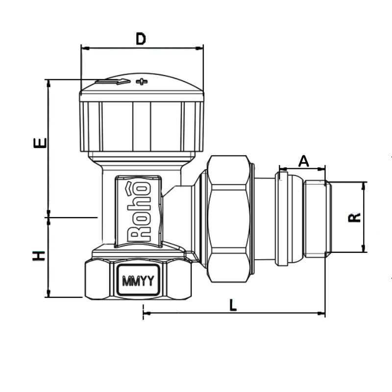 Кран радіаторний термостатичний Roho R5150-050 - 1/2"     ( RO0122 ) 29969 Харків - фото 2