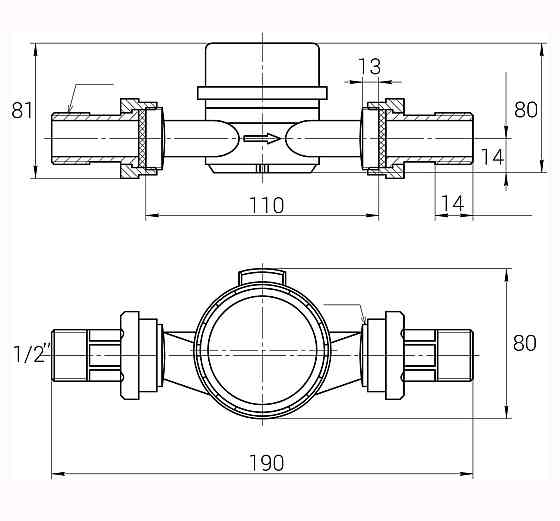 Счетчик горячей воды ECOSTAR DN15 1/2″ E-D R160 Киев
