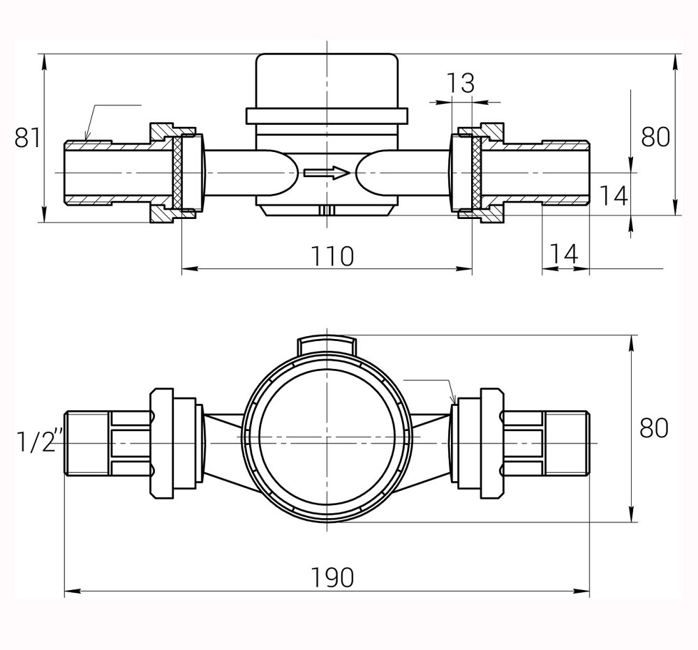Счетчик горячей воды ECOSTAR DN15 1/2″ E-D R160 Киев - изображение 6