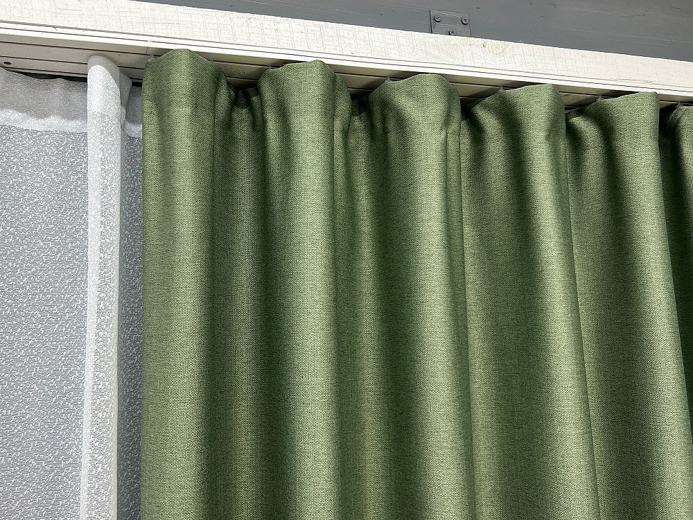 Комплект штор VR-Textil Шеніл 100х270 2шт і Тюль 400х270 1684ш-1680т Зелений з білим 71-199/2 Київ - фото 8