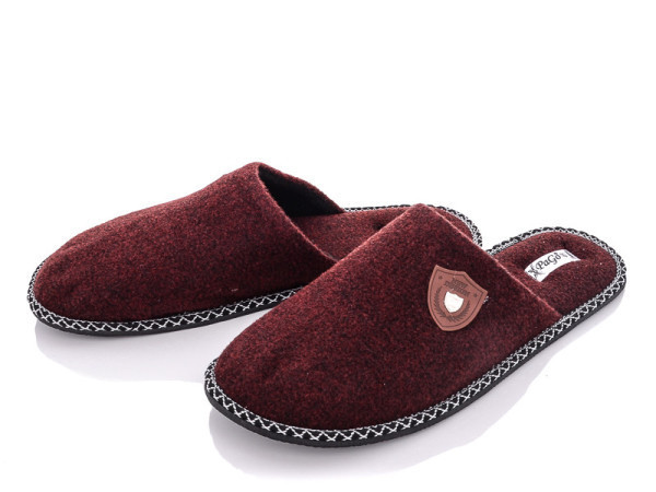 Тапочки домашние мужские комнатные закрытые PaGo бордовый войлок 46 Одесса - изображение 2