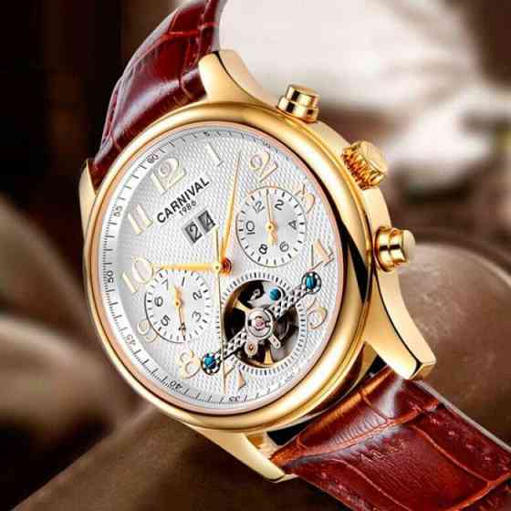 Годинник чоловічий механічний Carnival Swiss Sahara Gold (2 ремінці) Київ