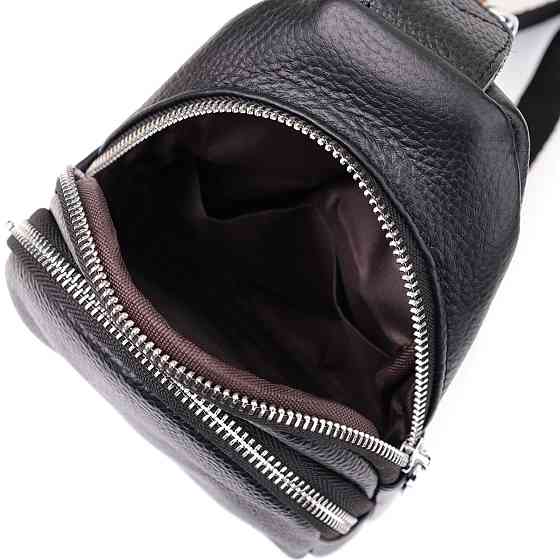 Жіноча сумка слінг із натуральної шкіри Vintage 22935 Чорний Київ