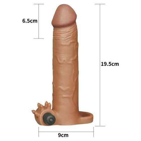 Насадка на член - Pleasure X-Tender Vibrating Penis Sleeve Add 3" Brown Sex Aura Київ