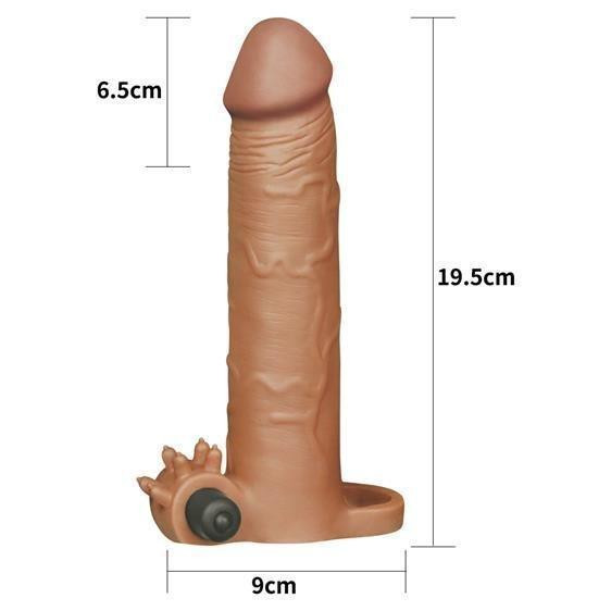 Насадка на член - Pleasure X-Tender Vibrating Penis Sleeve Add 3" Brown Sex Aura Київ - фото 2