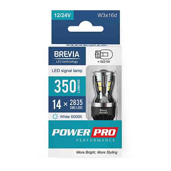 LED автолампа Brevia PowerPro W21W 350Lm 14x2835SMD 12/24V CANbus, 2шт Киев