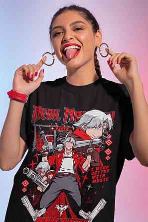 Футболка для мальчика аниме Девил Май Крй Данте оверсайз (рост от 165 до 180 ) Черний AnimeJ1059m Днепр