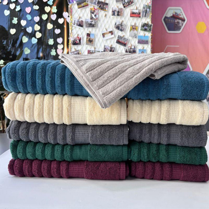 Набір 2 жакардові рушники Lovely Svi для ванної, на подарунок, 70 х 140 см и 50 × 90 см Oxford Stripe сірий (341124) Київ - фото 6