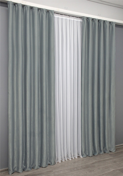 Комплект готових штор VR-Textil Льон Парма № 1340ш Сірий 150х270 см 2 шт (33-0184) Київ - фото 5