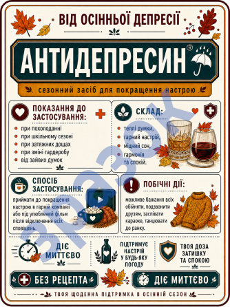 Комплект этикеток на бутылку «Антидепресин» — прикольный подарок от осенней депрессии с юмором Одесса